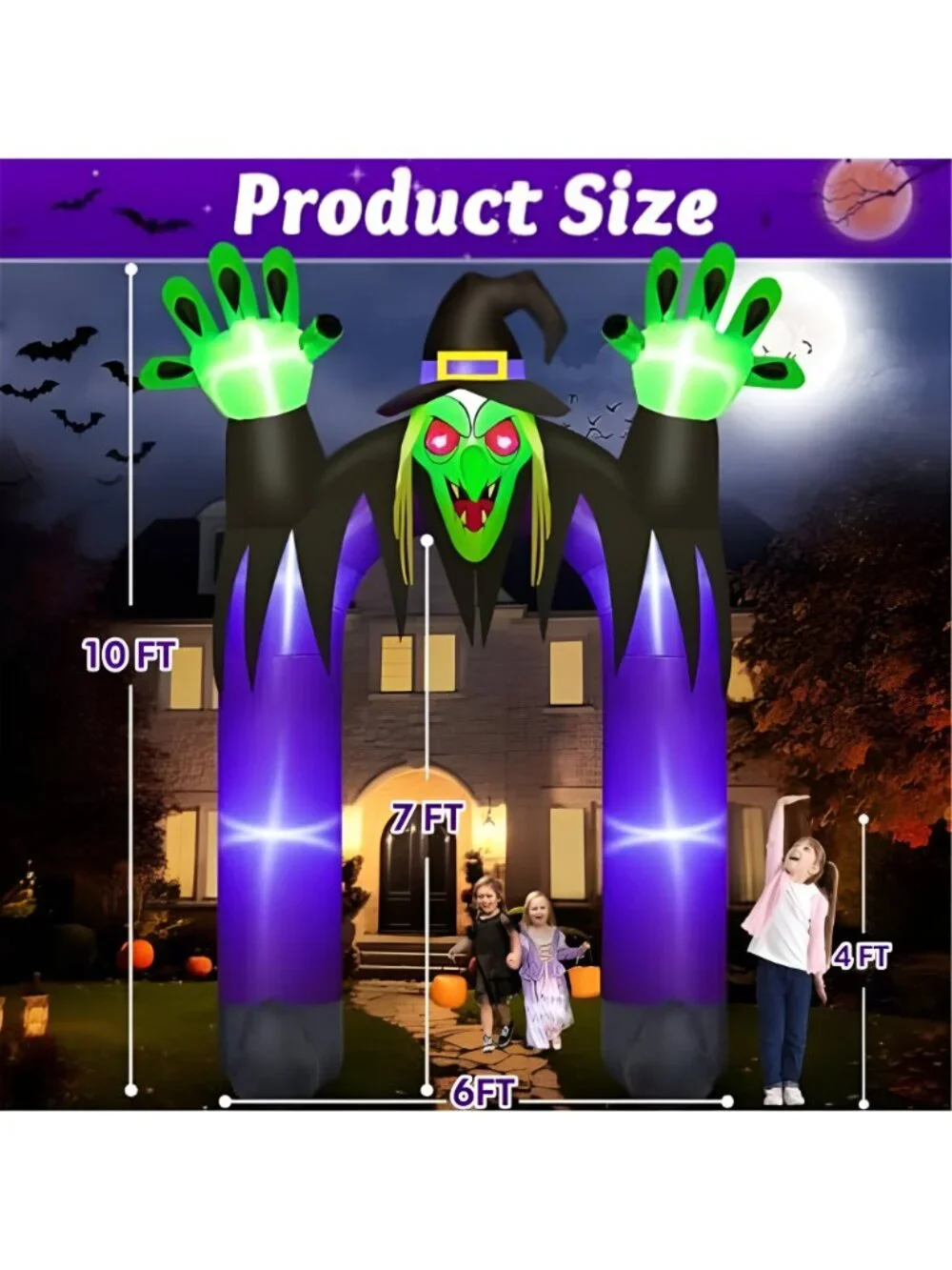 10FT Tall Halloween Inflatables Witch Archway Outdoor Decorations